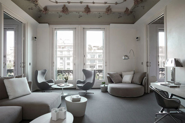 monochromatic colour flat interior living area