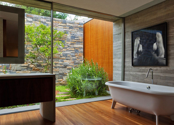 bathroom open private exterior garden