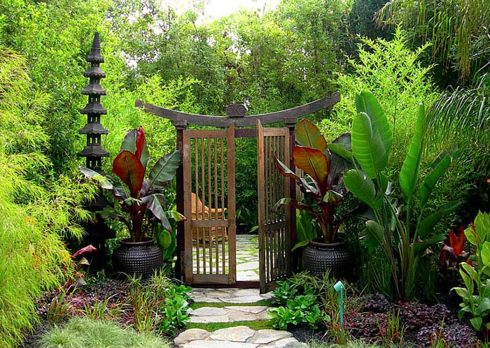 torii asian garden wooden gate
