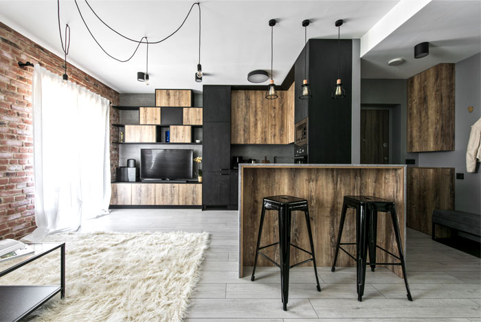 An Industrial Inspired Apartment With Exposed Brick Metal And