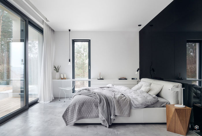 Black and white clearance minimalist bedroom