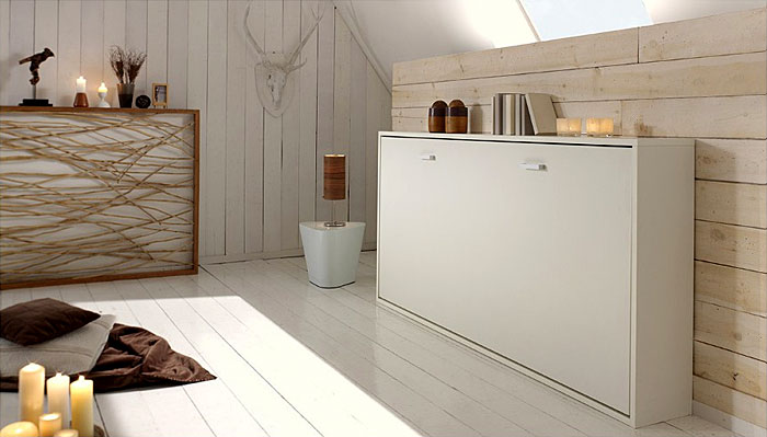 22 Ideas to Hide a Guest Bed free standing horizontal hideaway murphy bed