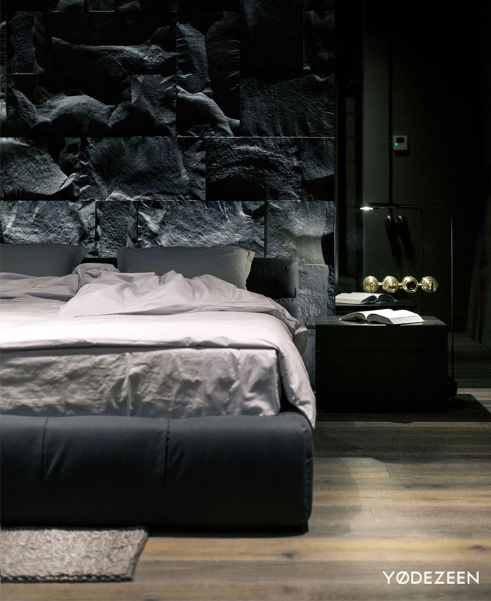 80 Men's Bedroom Ideas – A List of the Best Masculine Bedrooms natural materials stone modern mans bedroom