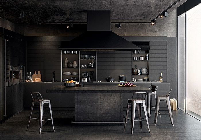 gabinetes de cocina gris oscuro