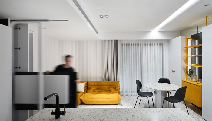 white interior design yellow house 5