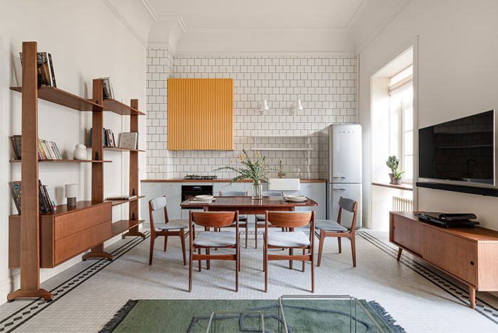 mid century modern apartment living room